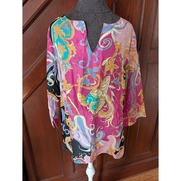 Coldwater Creek Womens 100% Silk Paisley Print Tunic Top Size M Multicolor - Picture 1 of 8